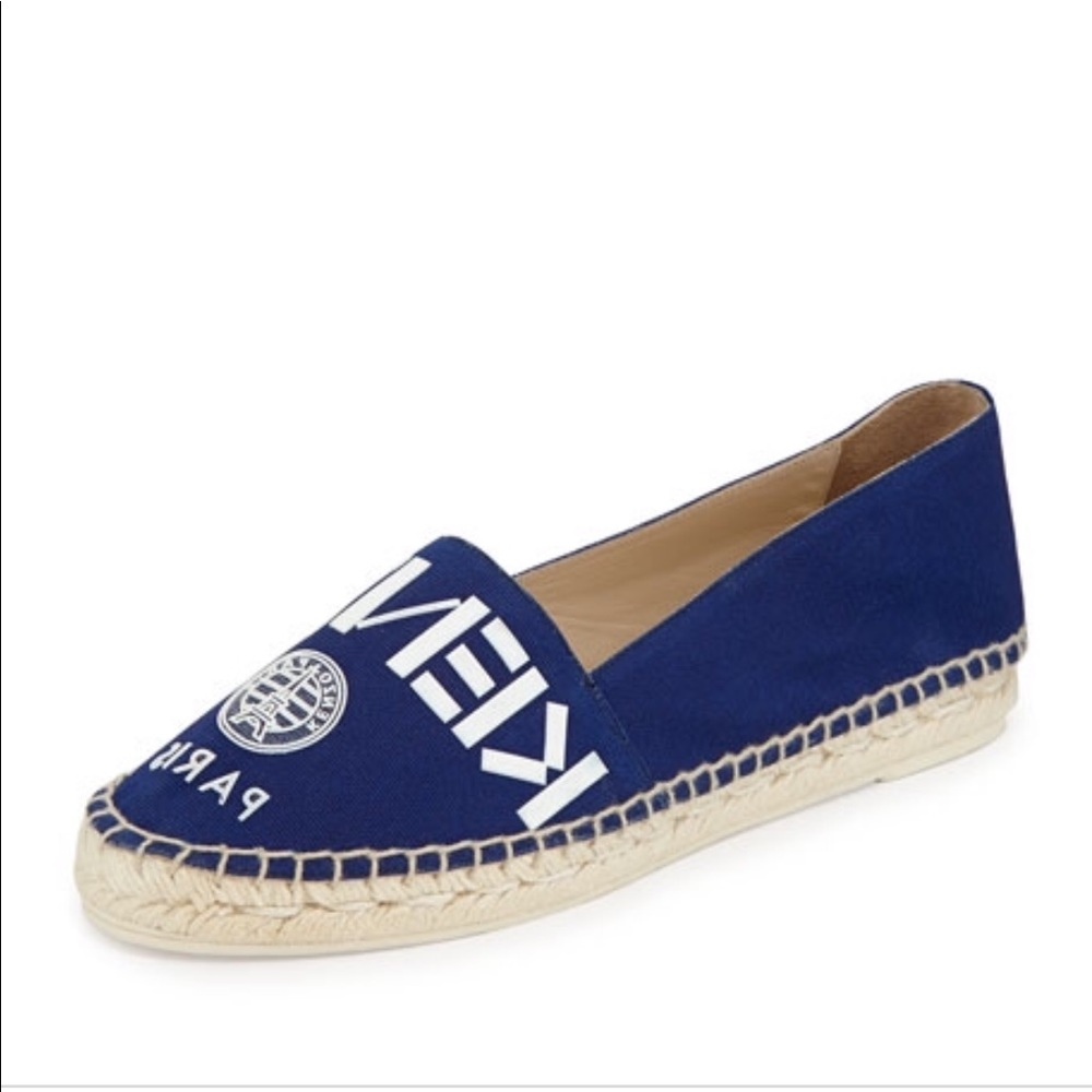 Kenzo Logo Canvas Espadrille Flat, Bleu Marine